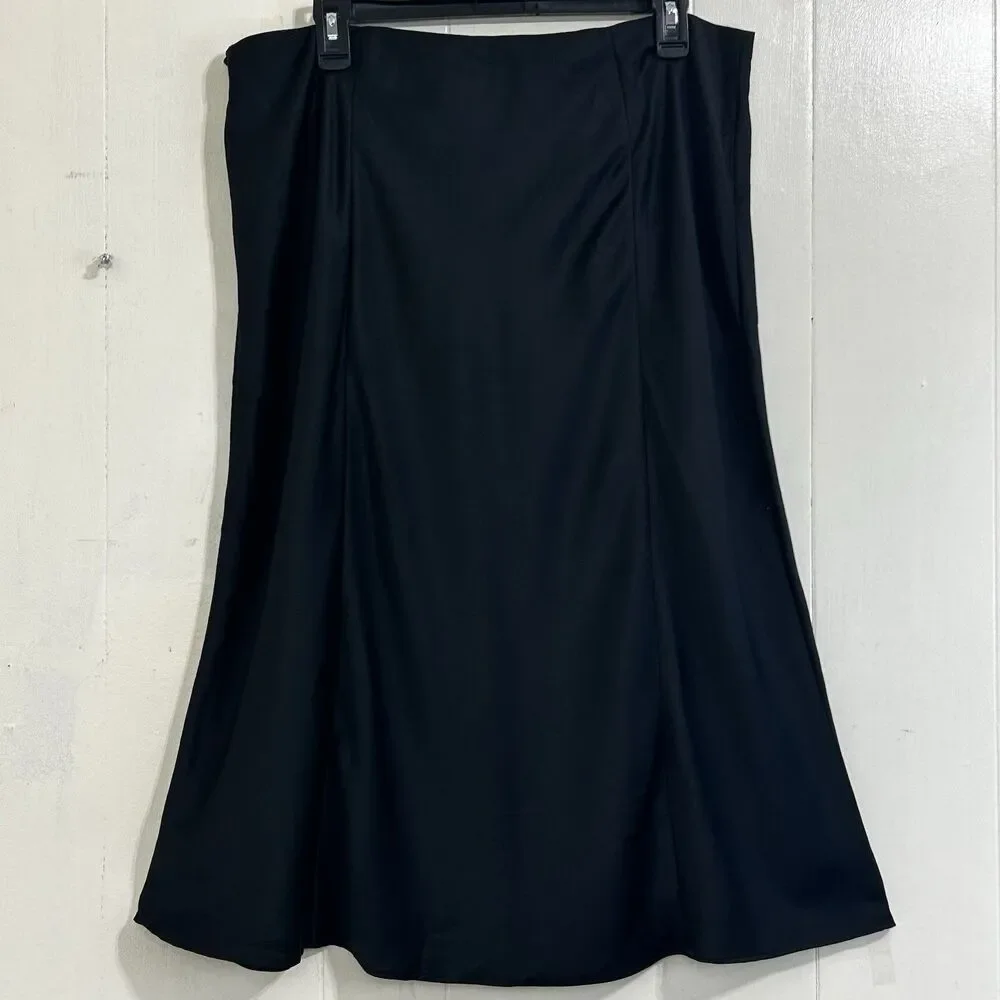 Danielle Bernstein Women's A-Line Silhouette Midi Skirt Size 1X Zip-Up Black